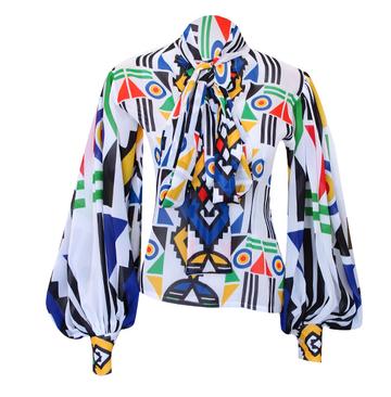 Ndebele neck-tie blouse Made to Order