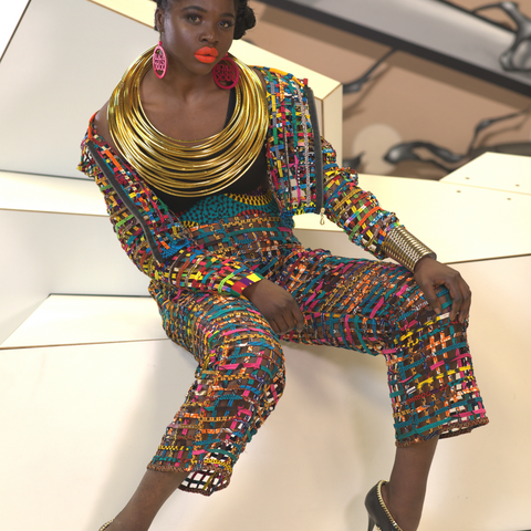 Basket Weave, Cut-out pant suit made to order/pre-order